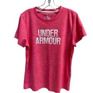 Women’s pinkish coral color Under Armour Heat Gear work out shirt.